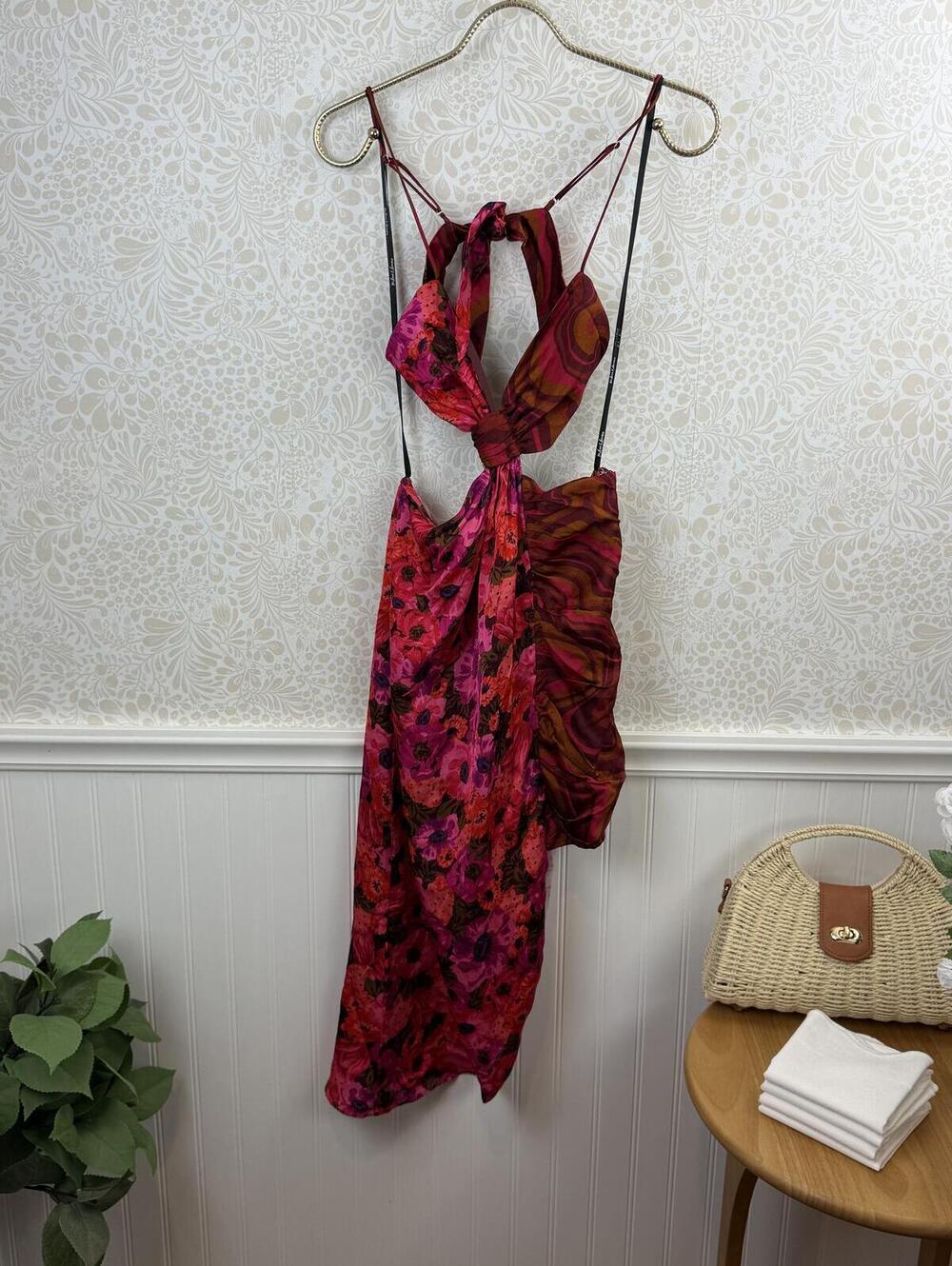 For Love & Lemons Red and Pink Cutout Rita Midi Dress - Size - Medium - NWT - Picture 3 of 8